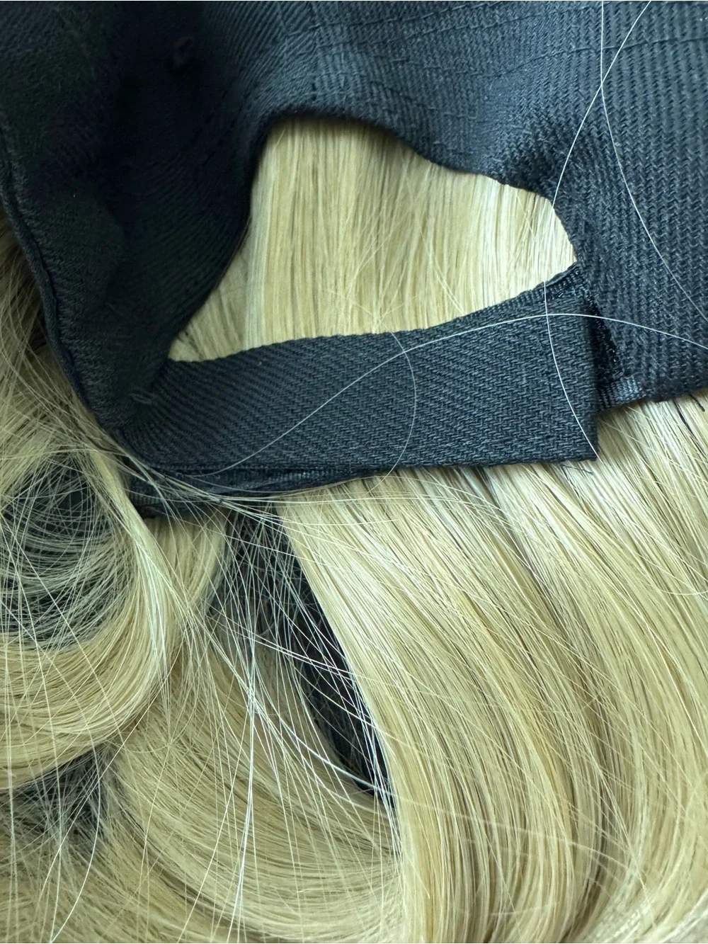 Black Baseball Cap with Blonde Wig Attachment